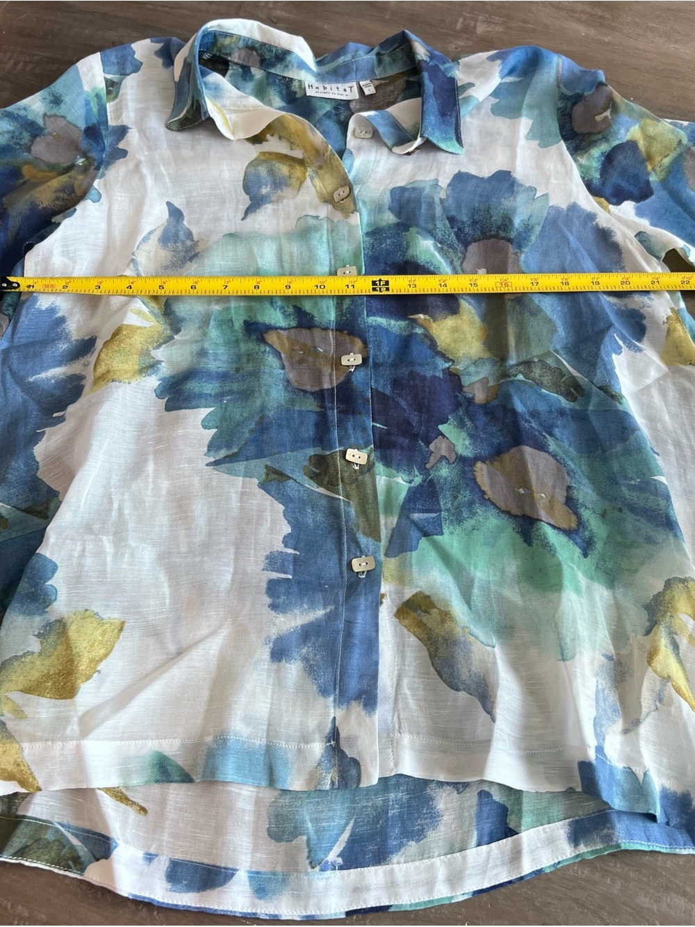 NWT Habitat Lagenlook 2 Pc. Button-Front Top with Tank Watercolor Linen Blend LG - Picture 13 of 15